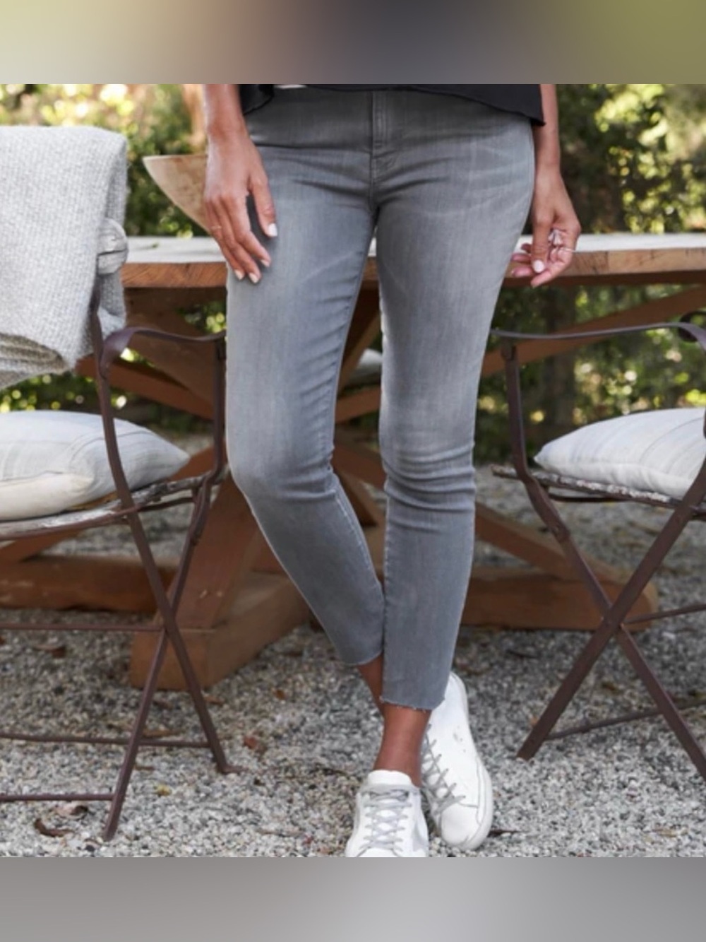 Frank & Eileen Sligo Washed Gray High Rise Crop Raw Edge Stretch Jeans, Size 29